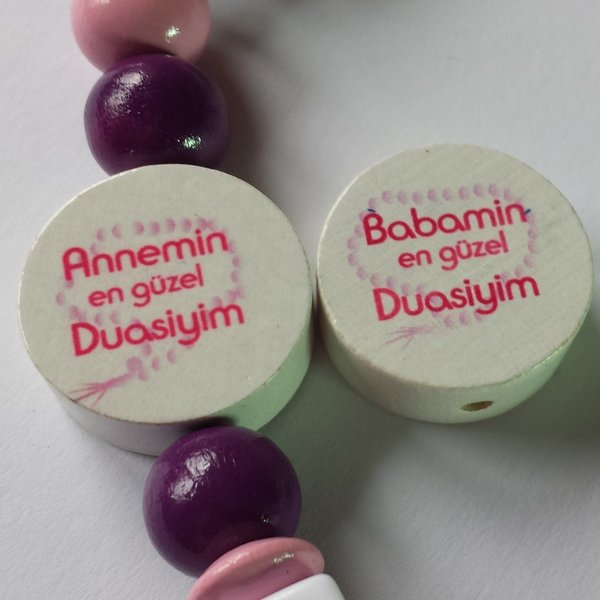 Türkische Schnullerkette Annemin / Babamin rosa